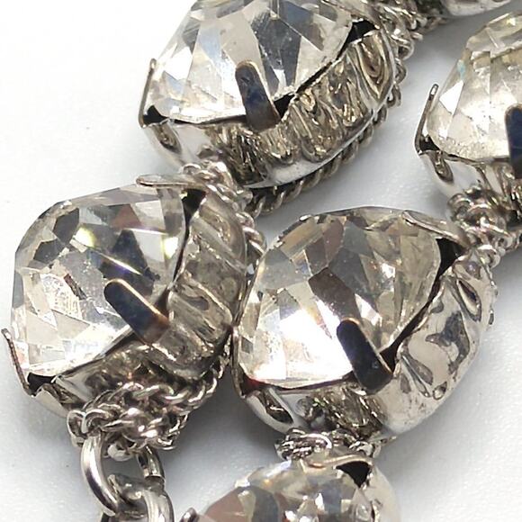Chico’s Clear Rhinestone Necklace Silver Tone 24" Large Prong Set Stones - Picture 11 of 11